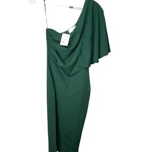 QUIZ Green One Shoulder Ruffle Midi Dress UK 10‎ EUR 38 US 6 NWT Nordstrom